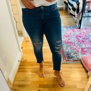 Express mid rise cropped legging distressed jean